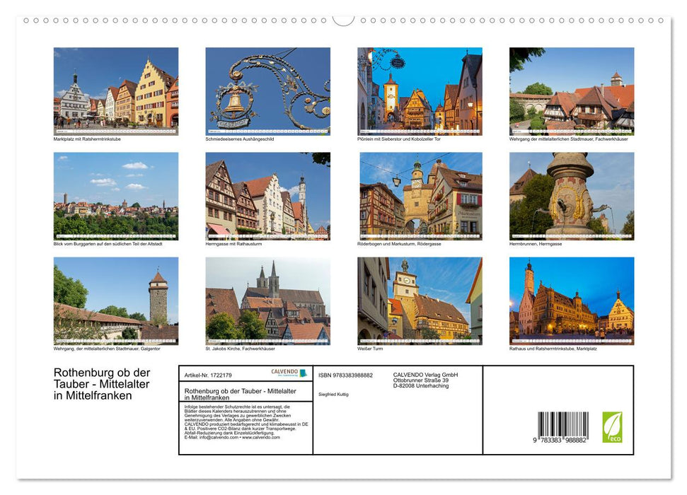 Rothenburg ob der Tauber - Mittelalter in Mittelfranken (CALVENDO Wandkalender 2025)