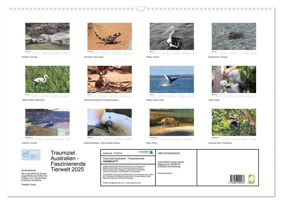 Traumziel Australien - Faszinierende Tierwelt 2025 (CALVENDO Wandkalender 2025)