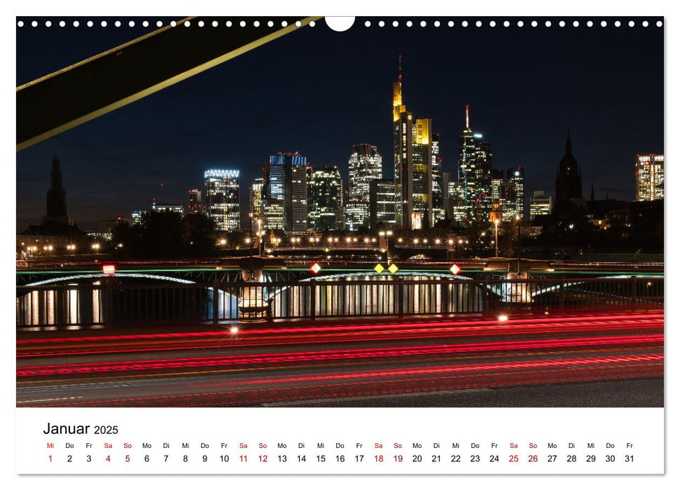 Frankfurt by Night - Die Metropole bei Nacht (CALVENDO Wandkalender 2025)