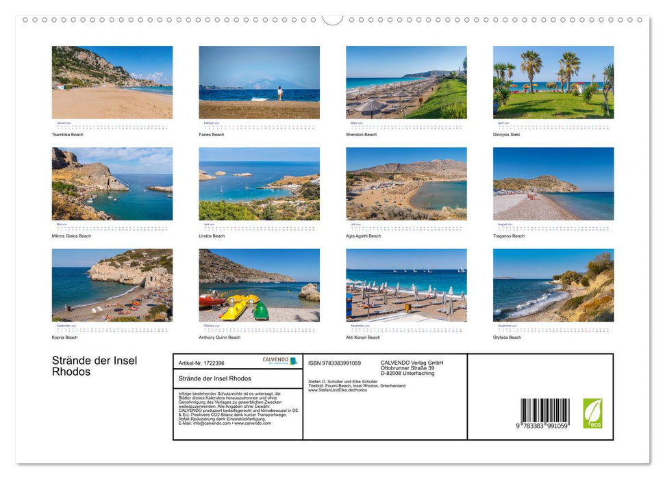 Strände der Insel Rhodos (CALVENDO Premium Wandkalender 2025)