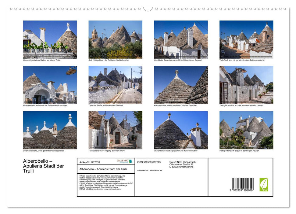 Alberobello – Apuliens Stadt der Trulli (CALVENDO Premium Wandkalender 2025)