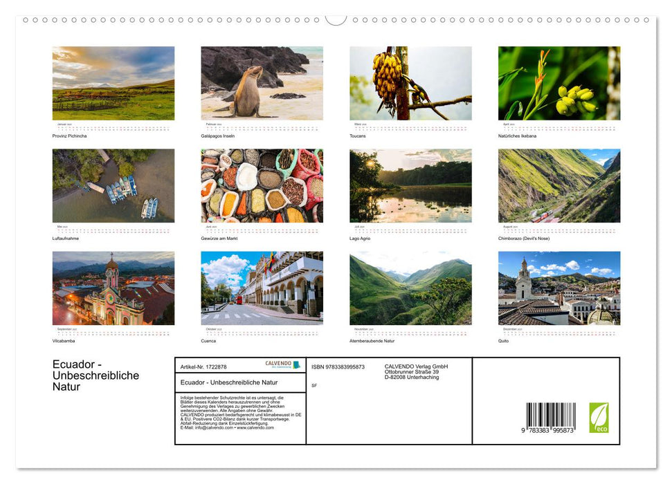 Ecuador - Unbeschreibliche Natur (CALVENDO Wandkalender 2025)