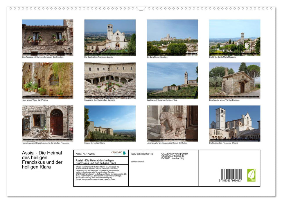 Assisi - Die Heimat des heiligen Franziskus und der heiligen Klara (CALVENDO Premium Wandkalender 2025)