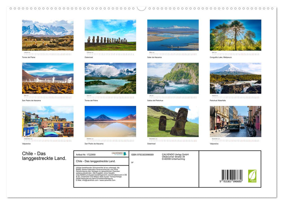 Chile - Das langgestreckte Land. (CALVENDO Premium Wandkalender 2025)