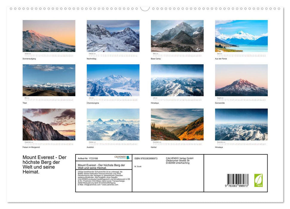 Mount Everest - Der höchste Berg der Welt und seine Heimat. (CALVENDO Premium Wandkalender 2025)