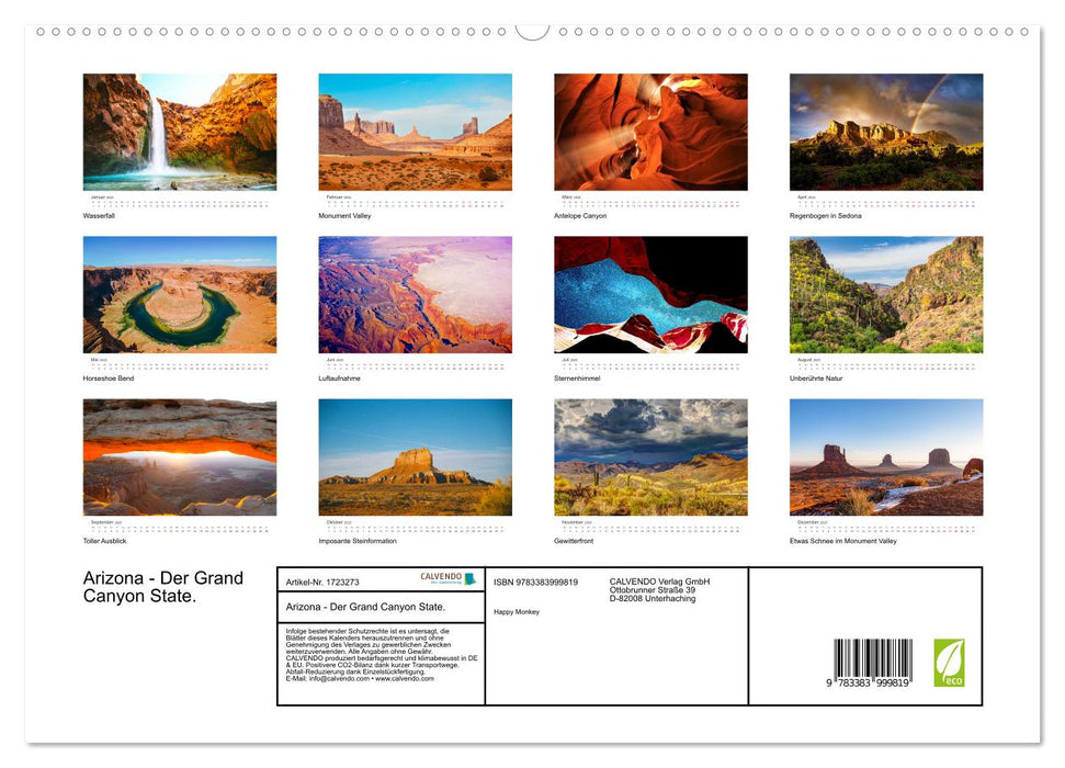 Arizona - Der Grand Canyon State. (CALVENDO Premium Wandkalender 2025)