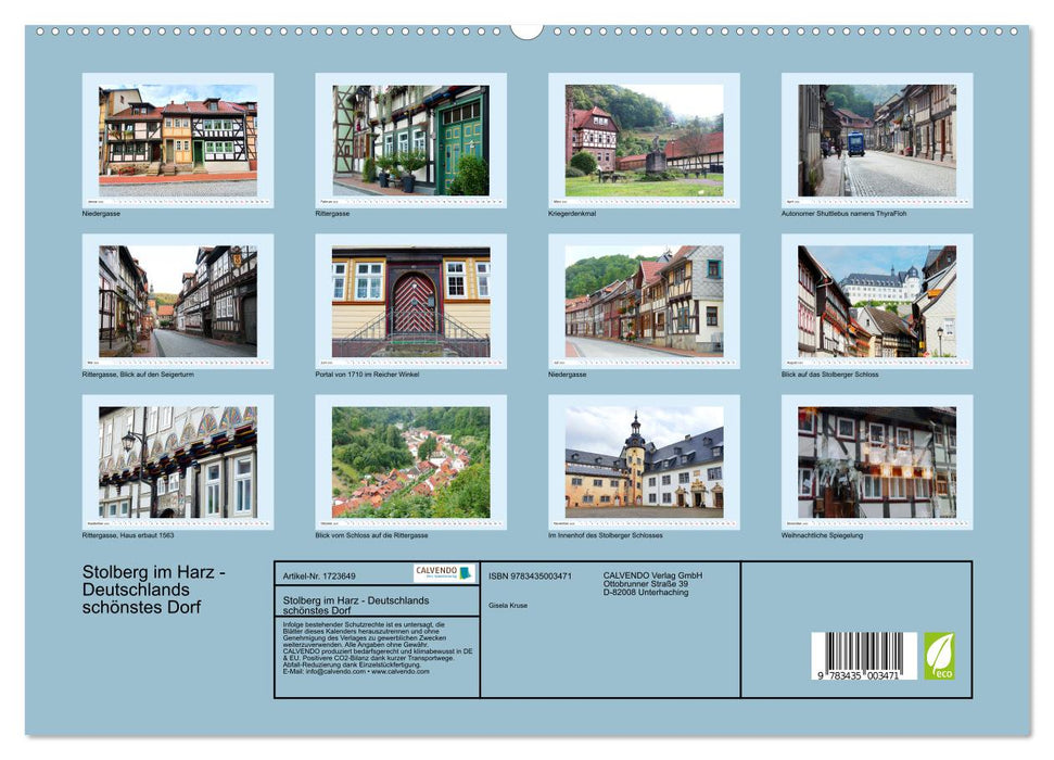 Stolberg im Harz - Deutschlands schönstes Dorf (CALVENDO Premium Wandkalender 2025)