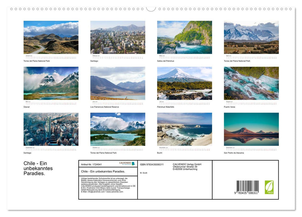 Chile - Ein unbekanntes Paradies. (CALVENDO Wandkalender 2025)