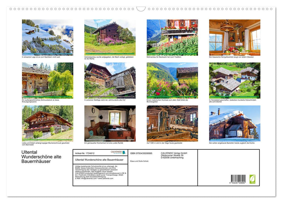 Ultental Wunderschöne alte Bauernhäuser (CALVENDO Wandkalender 2025)