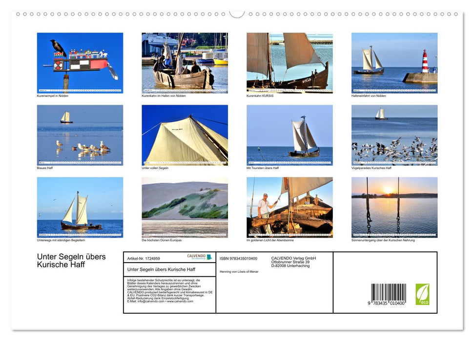 Unter Segeln übers Kurische Haff (CALVENDO Wandkalender 2025)
