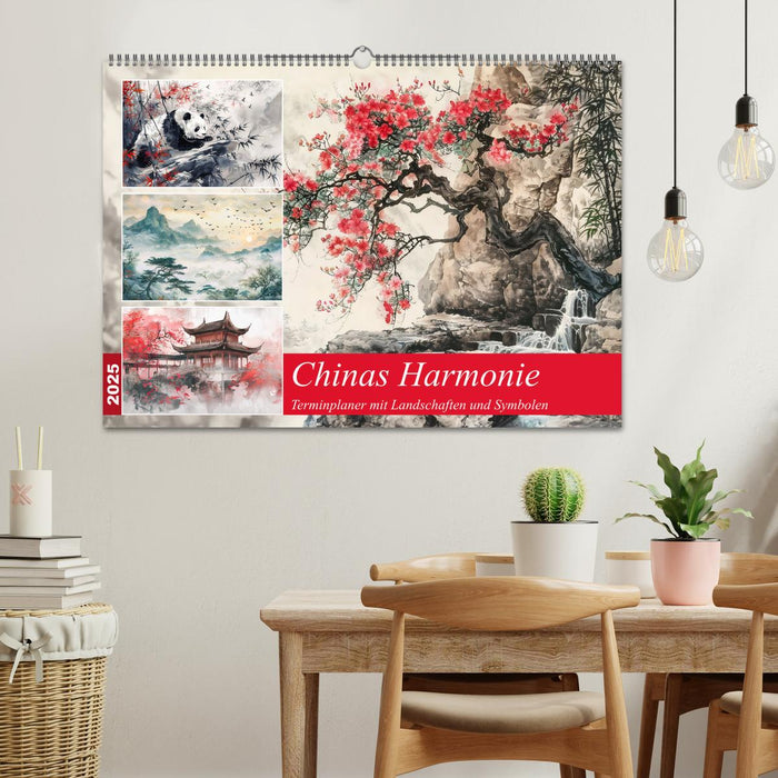 Chinas Harmonie - Terminplaner mit Landschaften und Symbolen (CALVENDO Wandkalender 2025)