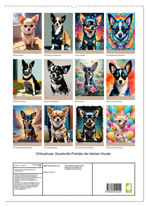 Chihuahuas. Kunstvolle Porträts der kleinen Hunde (CALVENDO Premium Wandkalender 2025)