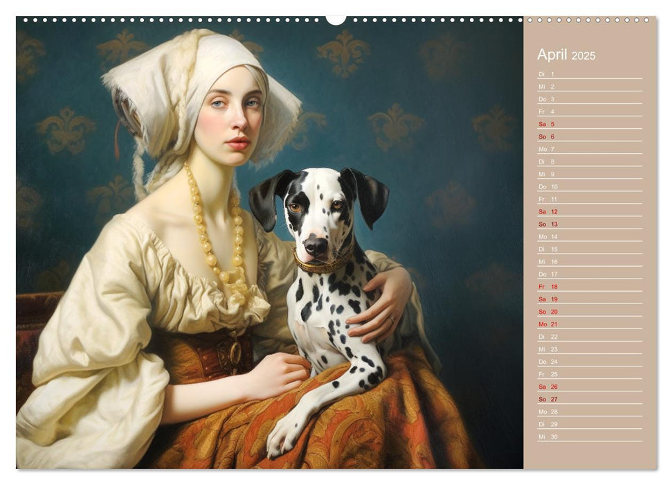 Dame mit Hund (CALVENDO Wandkalender 2025)