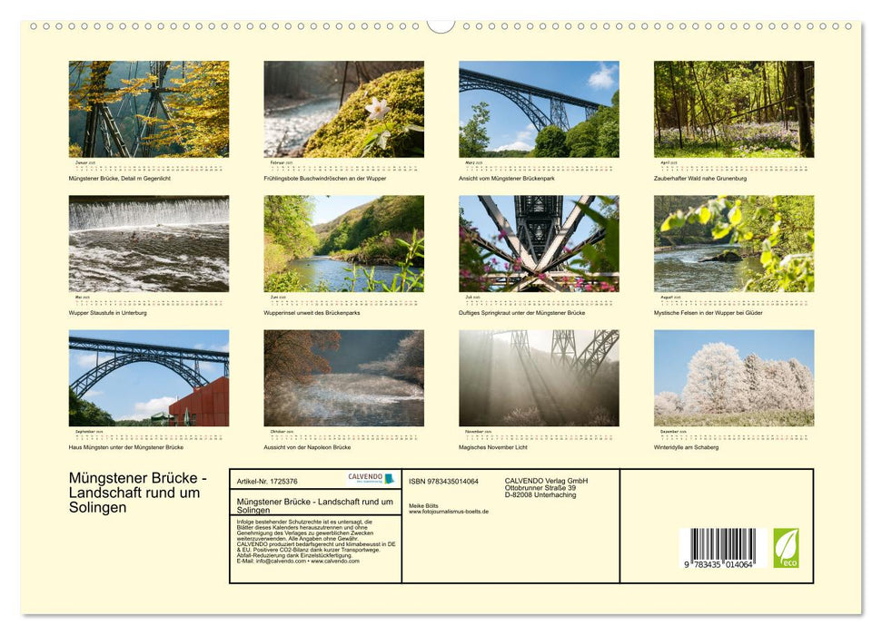 Müngstener Brücke - Landschaft rund um Solingen (CALVENDO Premium Wandkalender 2025)