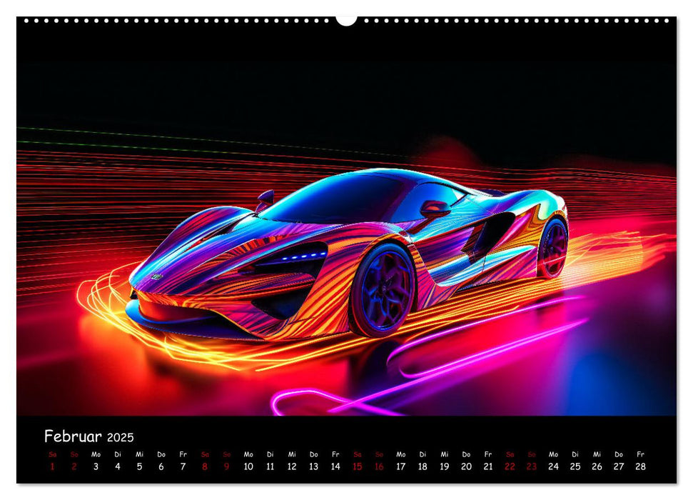 Futuristische Neon Cars (CALVENDO Wandkalender 2025)