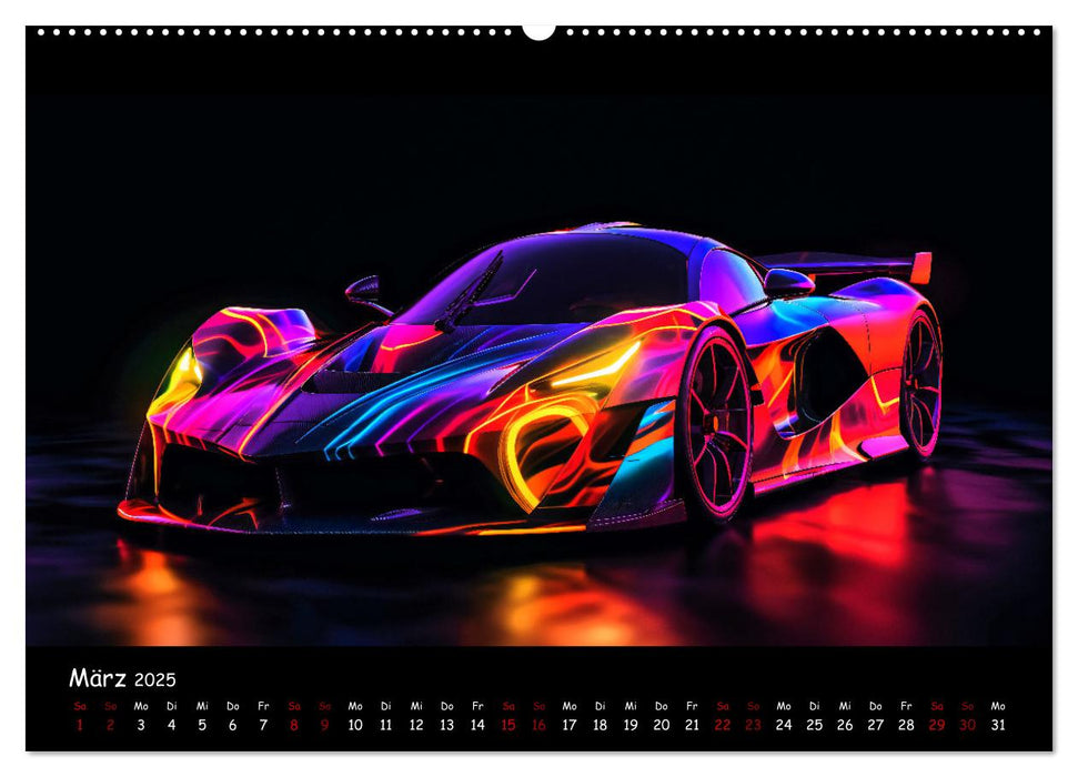 Futuristische Neon Cars (CALVENDO Wandkalender 2025)