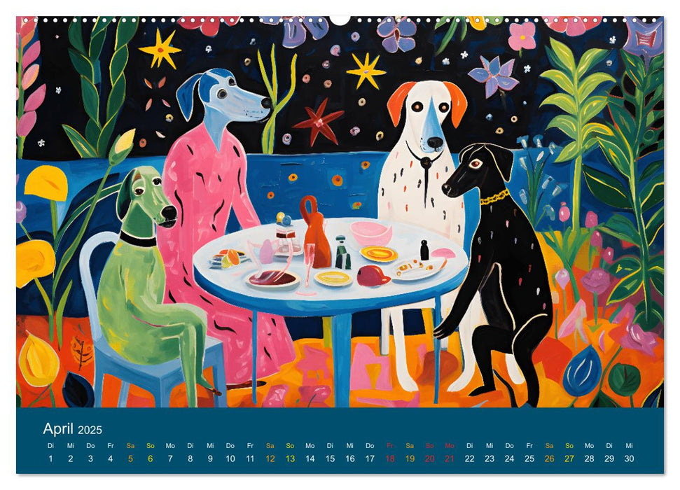 Hunde Kunstwerke - Hunde im Stil des Fauvismus künstlerisch gestaltet (CALVENDO Wandkalender 2025)