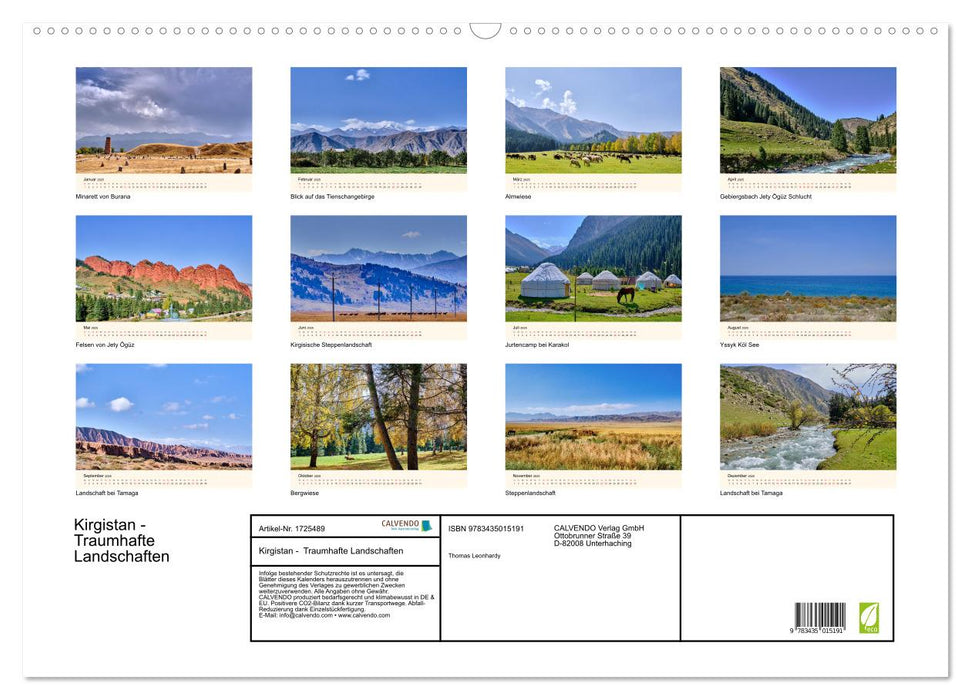 Kirgistan - Traumhafte Landschaften (CALVENDO Wandkalender 2025)