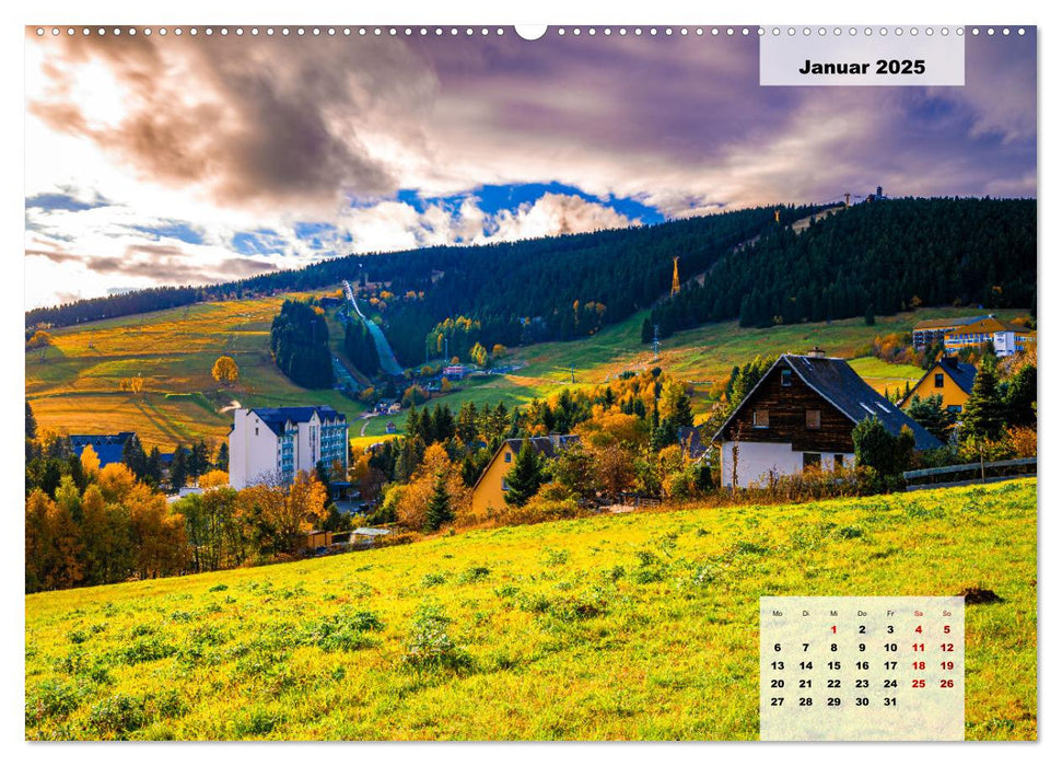 Oberwiesenthal und der Fichtelberg im Erzgebirge (CALVENDO Premium Wandkalender 2025)