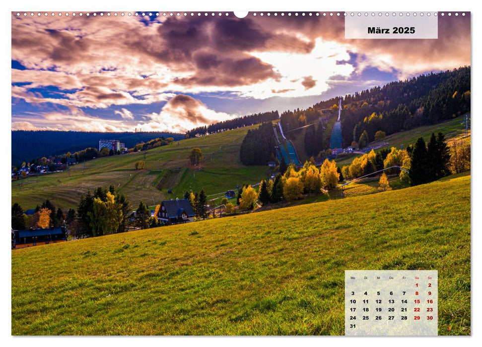 Oberwiesenthal und der Fichtelberg im Erzgebirge (CALVENDO Premium Wandkalender 2025)