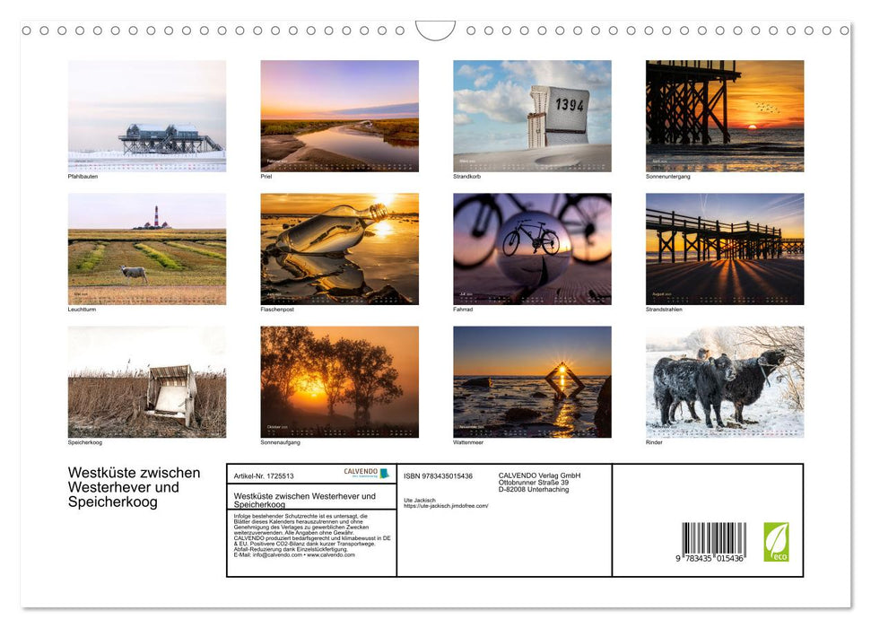 Westküste zwischen Westerhever und Speicherkoog (CALVENDO Wandkalender 2025)