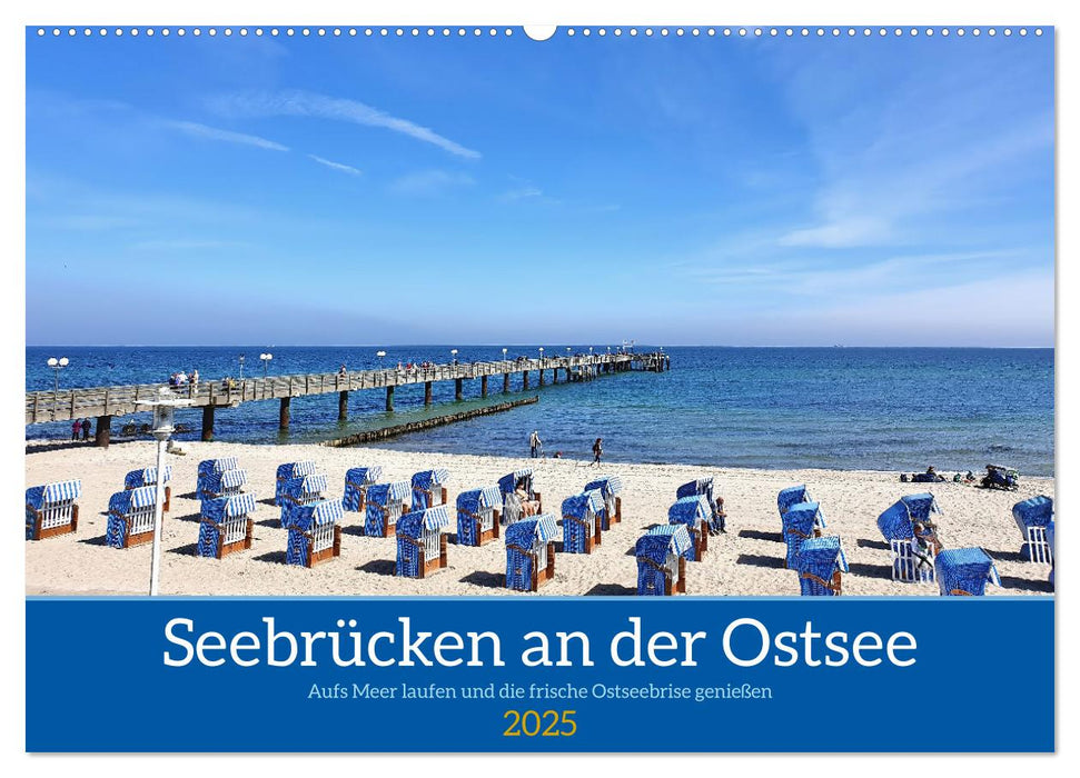 Seebrücken an der Ostsee - Aufs Meer laufen und die frische Ostseebrise genießen (CALVENDO Wandkalender 2025)