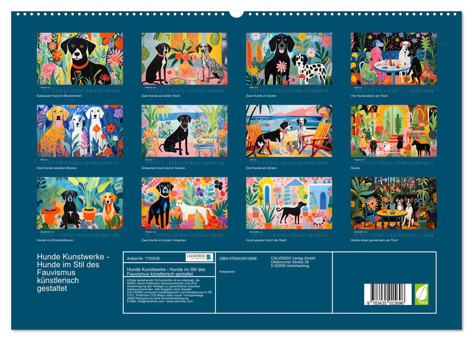 Hunde Kunstwerke - Hunde im Stil des Fauvismus künstlerisch gestaltet (CALVENDO Premium Wandkalender 2025)