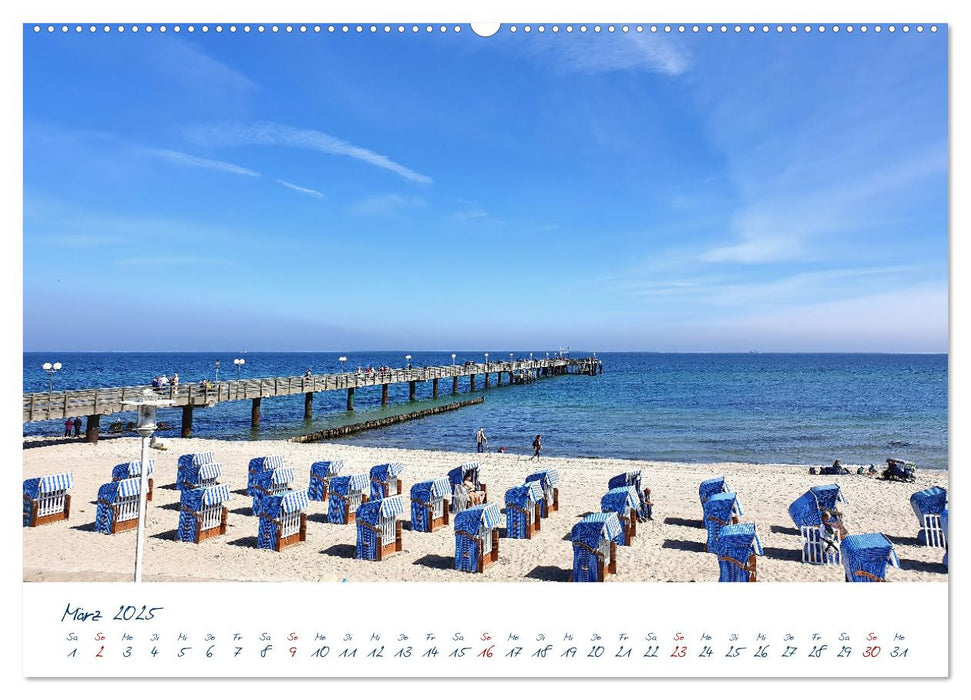 Seebrücken an der Ostsee - Aufs Meer laufen und die frische Ostseebrise genießen (CALVENDO Premium Wandkalender 2025)