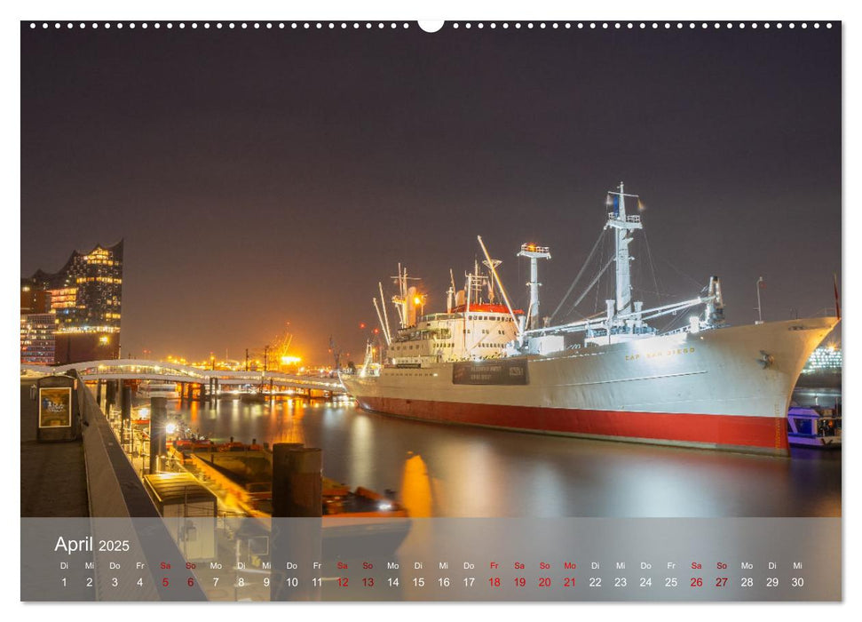 Hamburg bei Nacht (CALVENDO Wandkalender 2025)