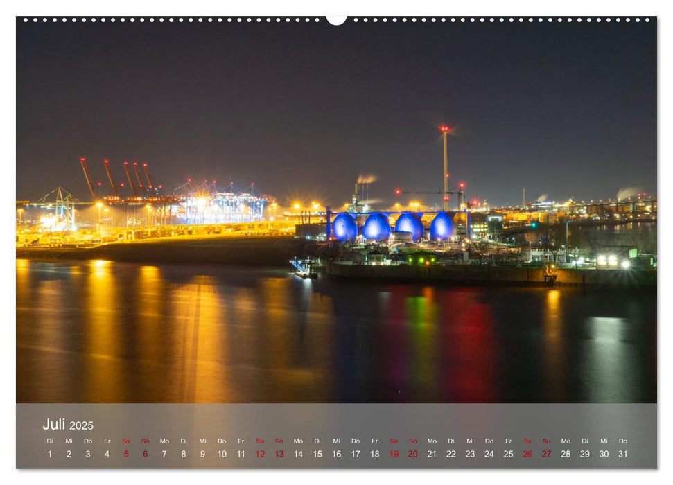 Hamburg bei Nacht (CALVENDO Premium Wandkalender 2025)