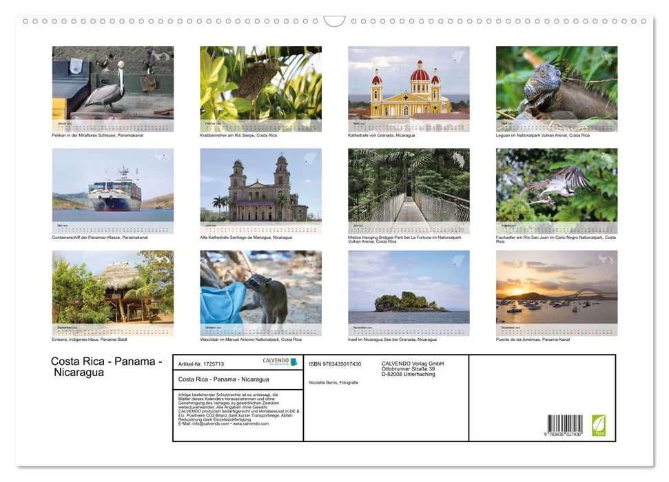 Costa Rica - Panama - Nicaragua (CALVENDO Wandkalender 2025)