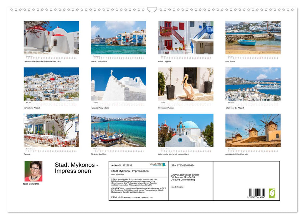 Stadt Mykonos - Impressionen (CALVENDO Wandkalender 2025)