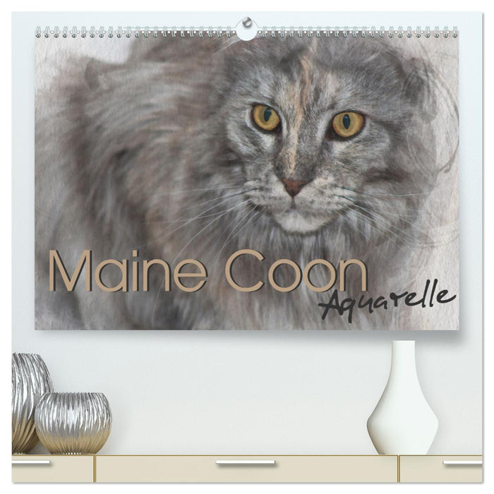 Maine Coon Aquarelle (CALVENDO Premium Wandkalender 2025)