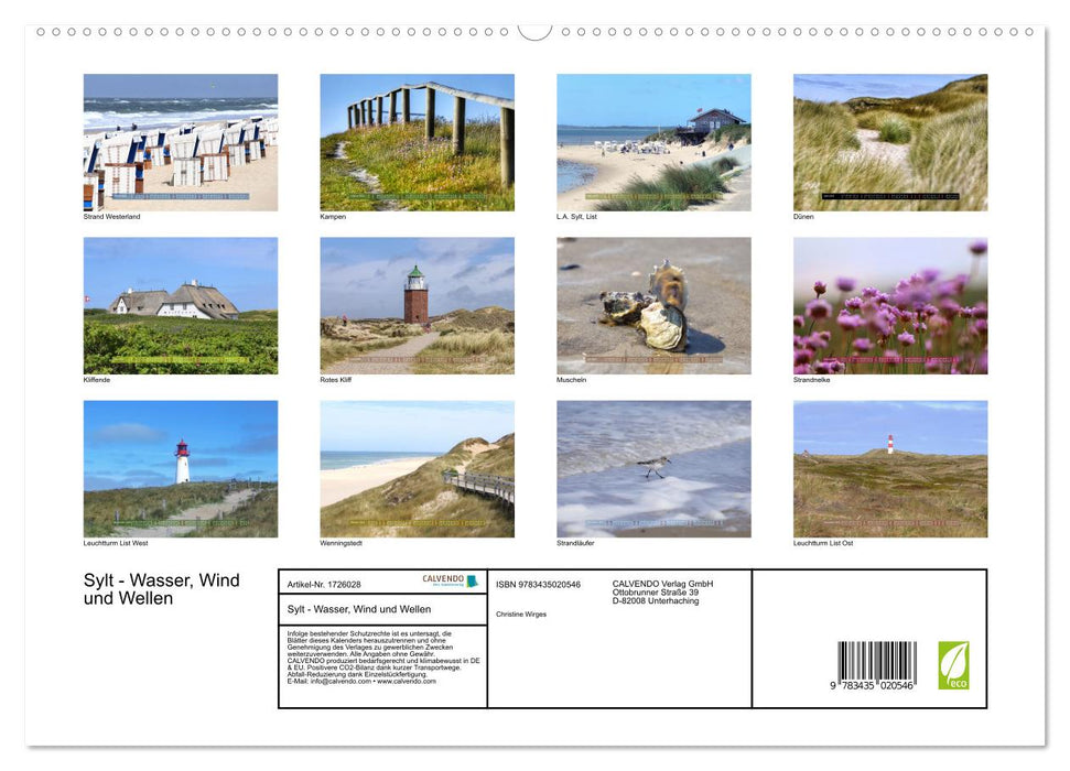 Sylt - Wasser, Wind und Wellen (CALVENDO Wandkalender 2025)