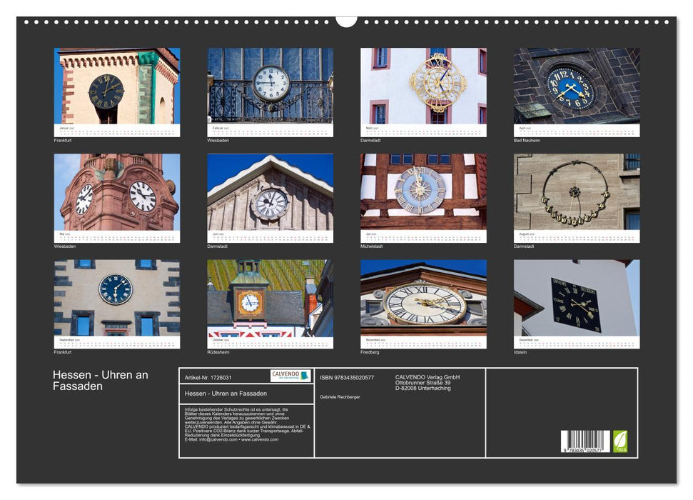 Hessen - Uhren an Fassaden (CALVENDO Wandkalender 2025)