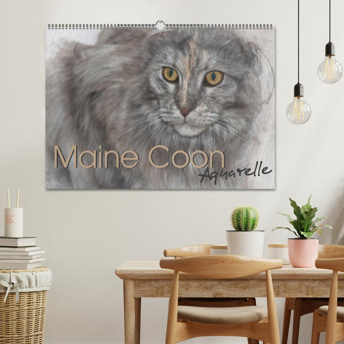 Maine Coon Aquarelle (CALVENDO Wandkalender 2025)