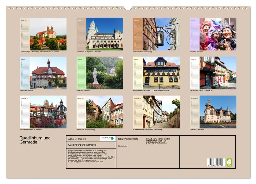 Quedlinburg und Gernrode (CALVENDO Wandkalender 2025)