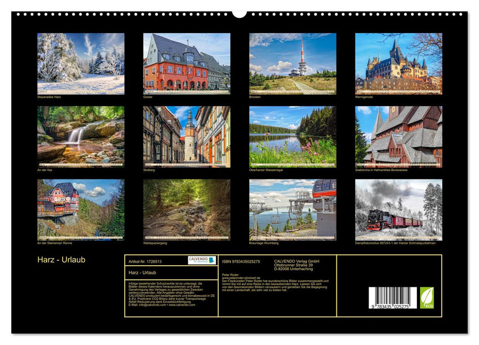 Harz - Urlaub (CALVENDO Premium Wandkalender 2025)