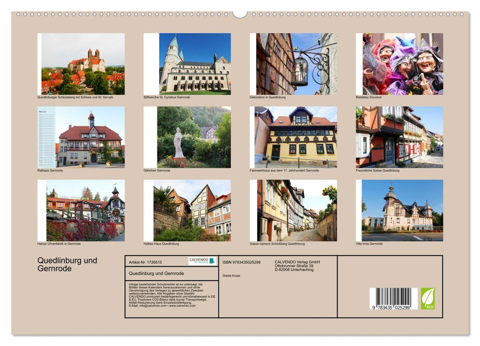 Quedlinburg und Gernrode (CALVENDO Premium Wandkalender 2025)