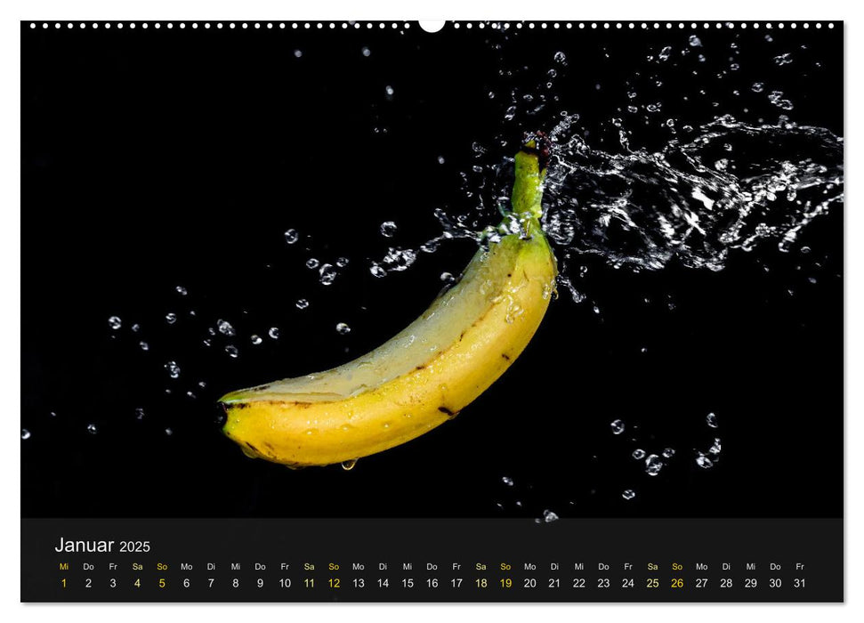 Gespritztes - Früchte im Wasserstrahl (CALVENDO Premium Wandkalender 2025)