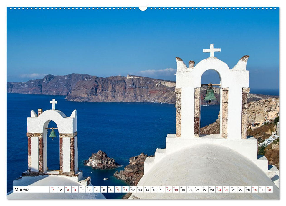 Santorini - Strahlendes Weiß an der Caldera (CALVENDO Premium Wandkalender 2025)