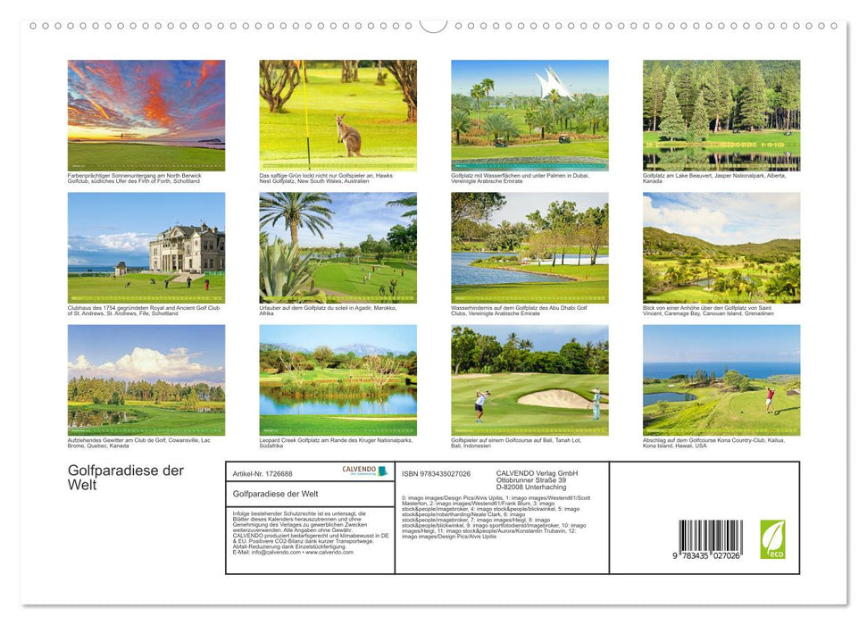 Golfparadiese der Welt (CALVENDO Premium Wandkalender 2025)