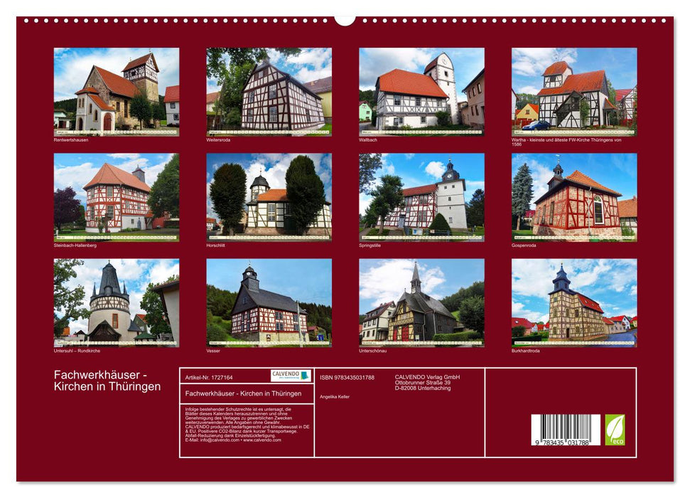 Fachwerkhäuser - Kirchen in Thüringen (CALVENDO Wandkalender 2025)