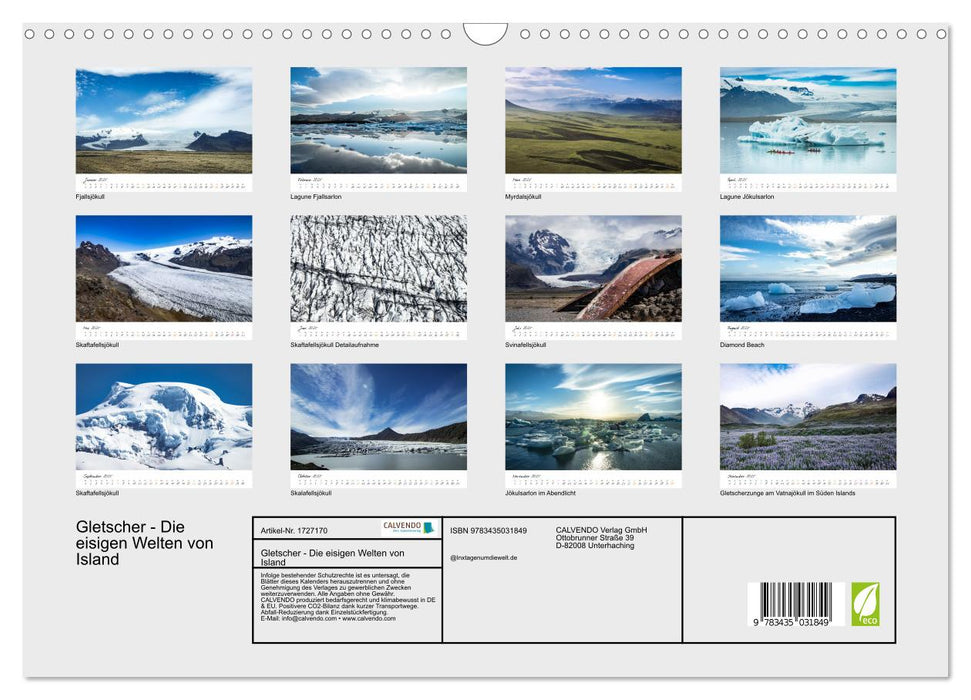 Gletscher - Die eisigen Welten von Island (CALVENDO Wandkalender 2025)