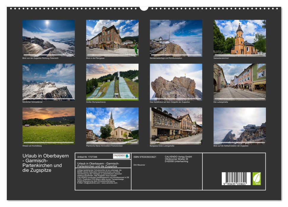 Urlaub in Oberbayern - Garmisch-Partenkirchen und die Zugspitze (CALVENDO Wandkalender 2025)