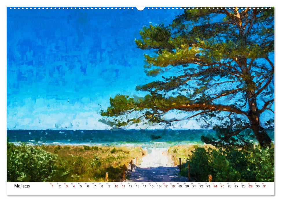 Rügen - Gemalte Ansichten der Ostseeinsel (CALVENDO Premium Wandkalender 2025)