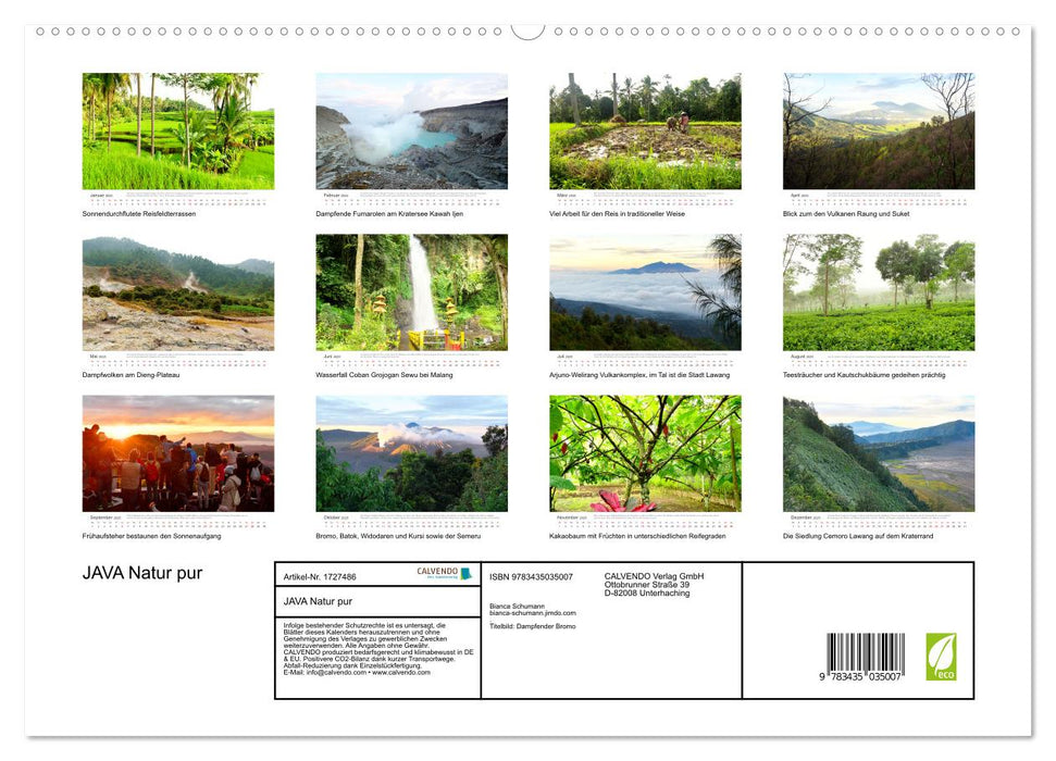 JAVA Natur pur (CALVENDO Premium Wandkalender 2025)