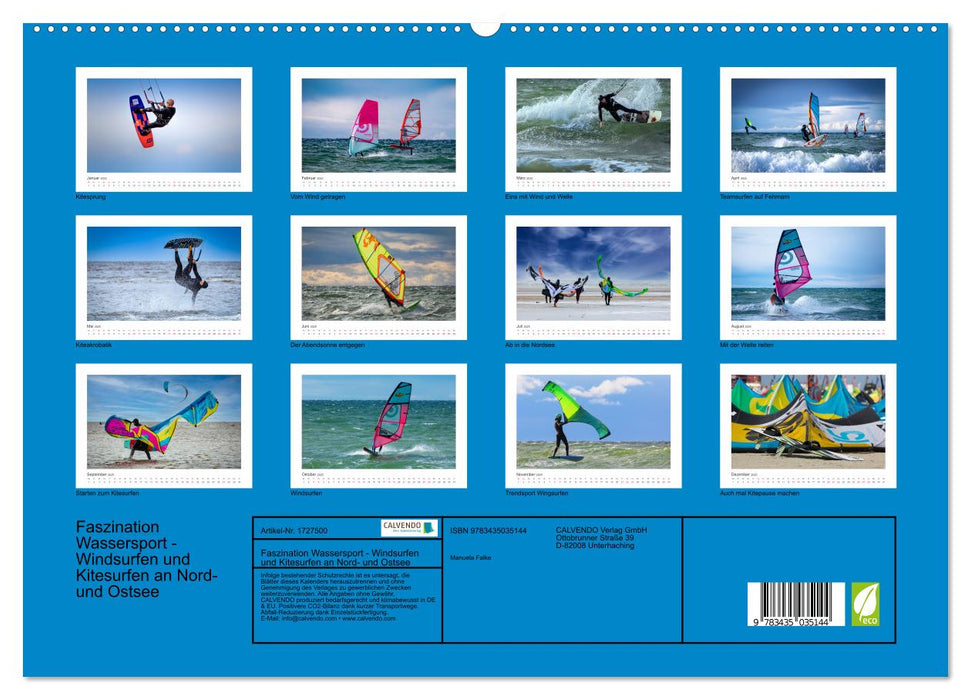 Faszination Wassersport - Windsurfen und Kitesurfen an Nord- und Ostsee (CALVENDO Premium Wandkalender 2025)