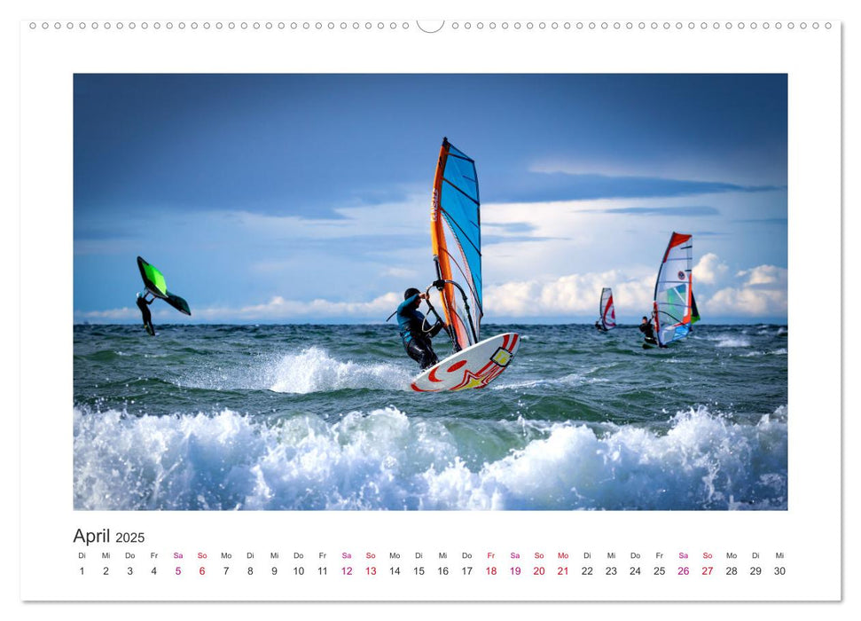 Faszination Wassersport - Windsurfen und Kitesurfen an Nord- und Ostsee (CALVENDO Premium Wandkalender 2025)