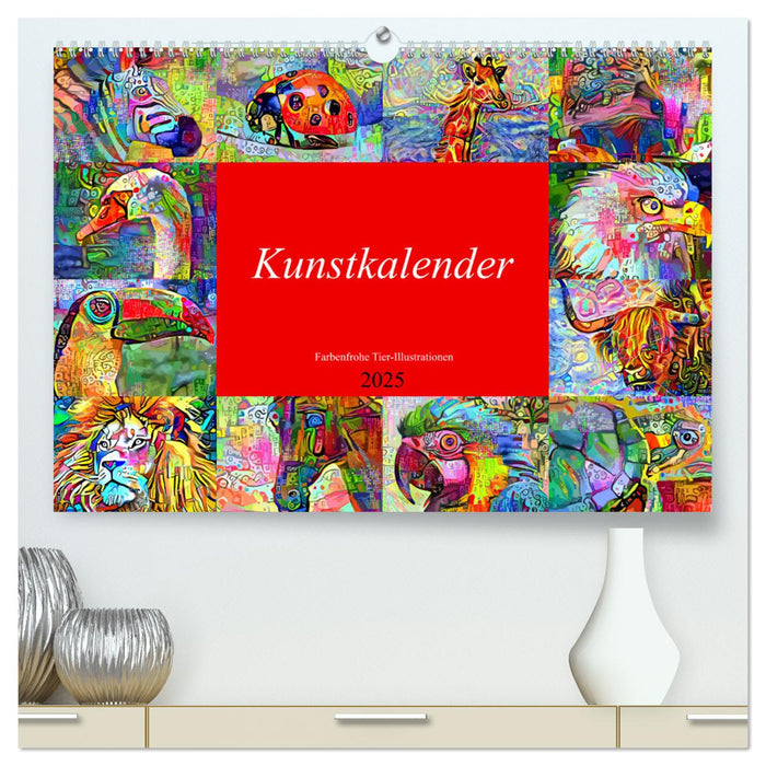 Kunstkalender. Farbenfrohe Tier-Illustrationen (CALVENDO Premium Wandkalender 2025)